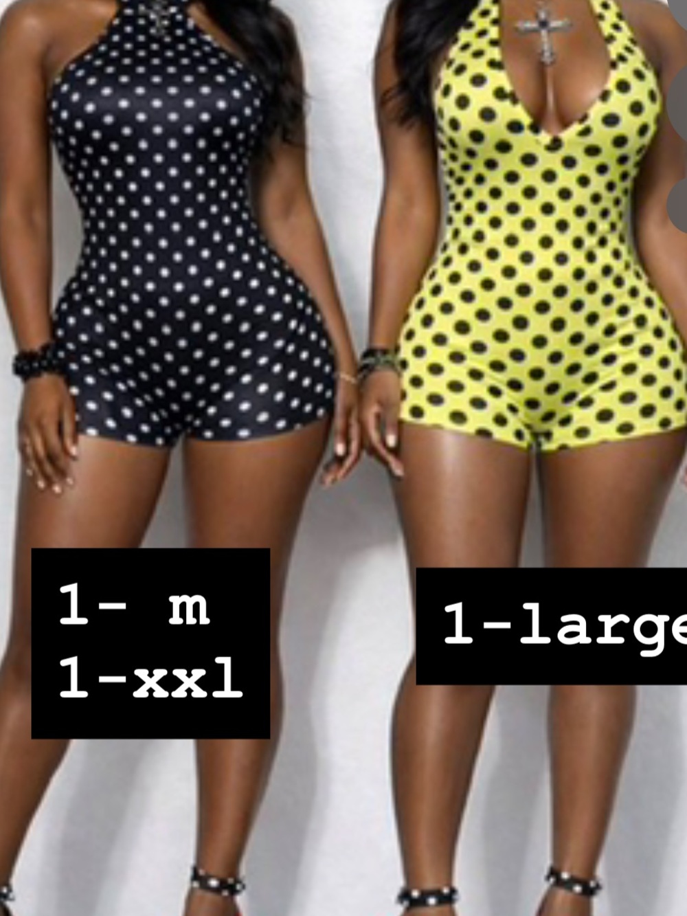 Black Polka Dot Halter Romper